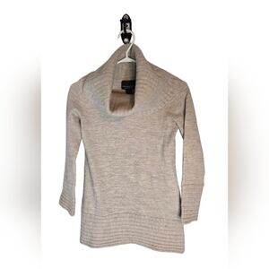 Cynthia Rowley 100% Merino Wool Cowl Neck Sweater Beige M Cozy Nostalgia